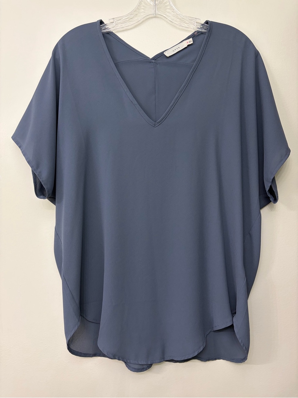 Lush V-Neck Dolman Blouse in Slate Blue - Size S